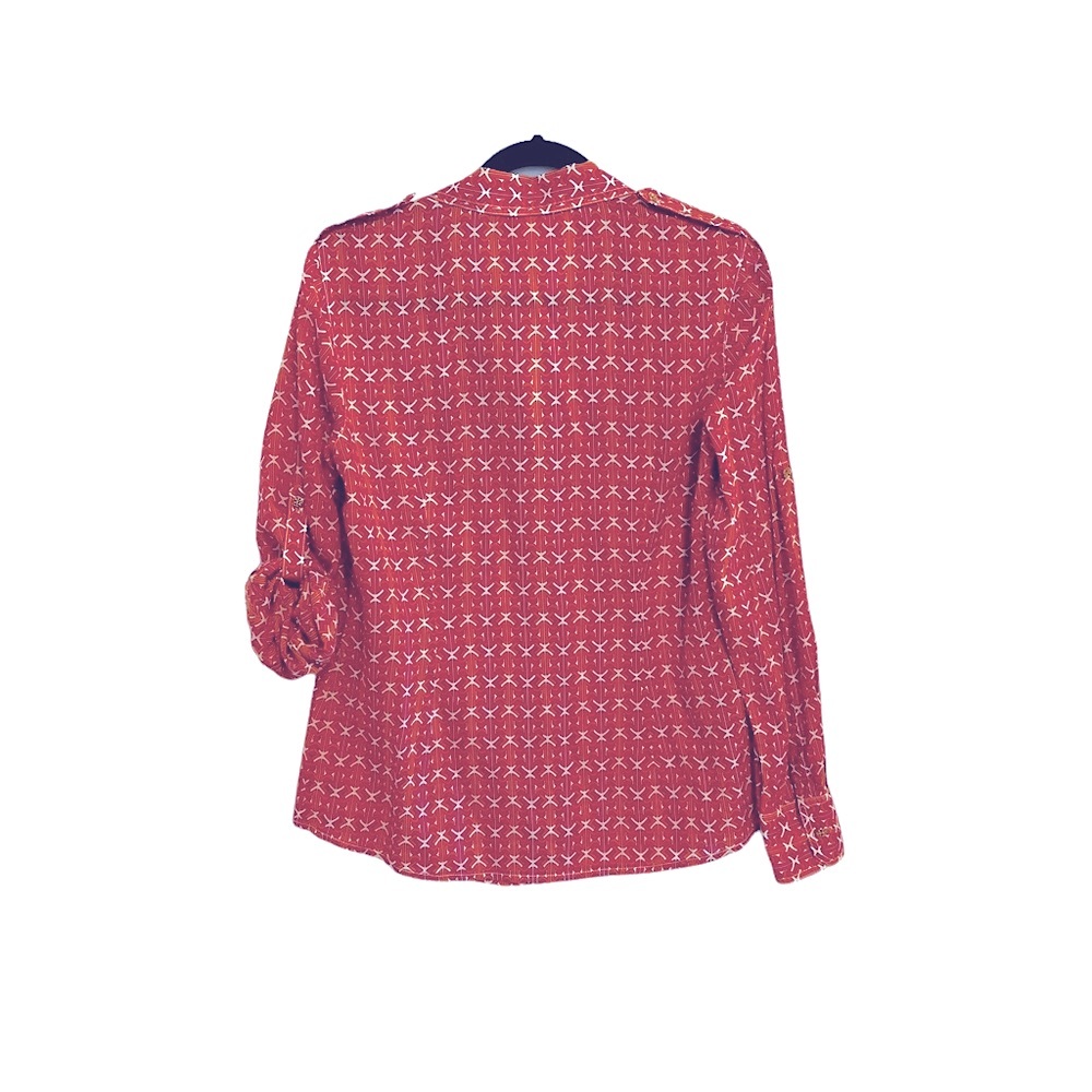 Tory Burch Red Patterned Button-Down Shirt - image 2